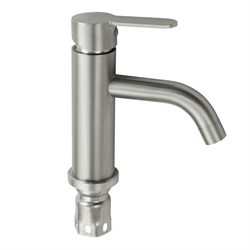 Смеситель для раковины, литой корпус, изогнутый излив, из нержавеющей стали марки SUS 304, цвет САТИН. - фото 40470