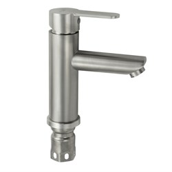 Смеситель для раковины, литой корпус, прямой излив, из нержавеющей стали марки SUS 304, цвет САТИН. - фото 40480