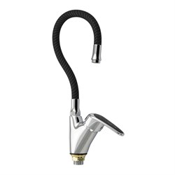 Смеситель кухонный, шаровый, боковой, с чёрной ручкой, с гибким изливом ЧЁРНОГО цвета - фото 40731