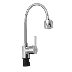 Смеситель для кухни, с гибким изливом, шаровый, с большим двухрежимным аэратором, цвет ХРОМ. - фото 40756