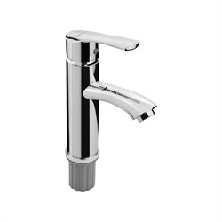 Смеситель для раковины, из нержавеющей стали марки 304, круглый излив, с алюминиевым основанием, цвет ХРОМ. - фото 40770