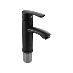 Смеситель для раковины, из нержавеющей стали марки 304, с алюминиевым основанием, цвет ЧЕРНЫЙ. - фото 40775