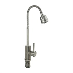 Смеситель для кухни, гибкий излив, из нержавеющей стали марки 304, с двухрежимным аэратором, цвет САТИН. - фото 40785