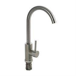 Смеситель для кухни, шаровый, С - образный излив, из нержавеющей стали марки 304, цвет САТИН. - фото 40795