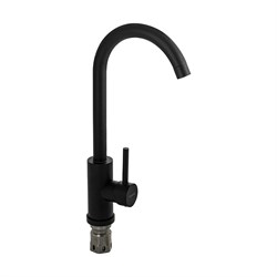 Смеситель для кухни , шаровый, С - образный излив , из нержавеющей стали марки 304, цвет ЧЕРНЫЙ. - фото 40800