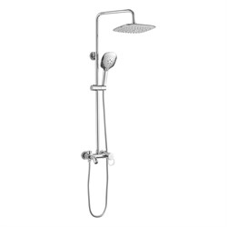 Смеситель + стойка душевая "тропический душ" с двумя ХРОМИРОВАННЫМИ квадратными лейками, латунный корпус, цвет ХРОМ. - фото 40826