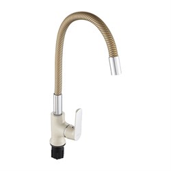 Смеситель кухонный с гибким изливом, шаровый, БЕЖЕВЫЙ - фото 40876