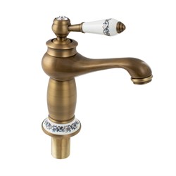 Смеситель для раковины, под БРОНЗУ, ручка с кристаллом, шаровый - фото 40931