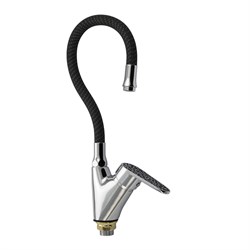 Смеситель кухонный, шаровый, боковой, ручка с чёрной мозаикой, с гибким изливом ЧЁРНОГО цвета - фото 41017