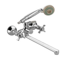 Смеситель в ванную, длинный излив, металлокерамика, с шаровым переключением - фото 41032