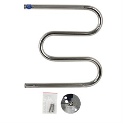 Полотенцесушитель М-образный с ПОЛКОЙ 500х500 мм, труба - "1" x 2 мм, нержавеющая сталь, полированная - фото 41647