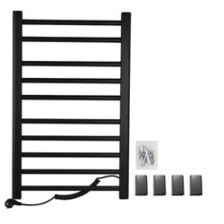 Полотенцесушитель электрический, ЛЕСЕНКА, 500 х 800 х 90 мм,10 перекладин, 115 W, из алюминия, цвет ЧЕРНЫЙ. - фото 41771