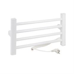 Полотенцесушитель электрический, ЛЕСЕНКА, 500 х 300 х 85 мм, 4 перекладины, 52 W, из алюминия, цвет БЕЛЫЙ. - фото 41797