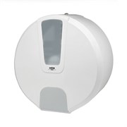 Диспенсер туалетной бумаги N1 БИЗНЕС корпус белый, верхнее стекло прозрачное, нижнее стекло серый ABS-пластик