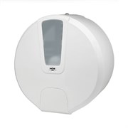 Диспенсер туалетной бумаги N1 БИЗНЕС корпус белый, верхнее стекло матовое, нижнее стекло белый ABS-пластик