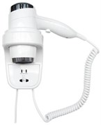 Фен HOTELline настенный белый с розеткой 1800-2200 W, 02012.W, шт