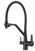 Смеситель для кухни с подключением фильтра питьевой воды D159317-A,  чёрный с силиконовым носиком