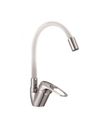 Смеситель для кухни с силиконовым изливом D150628-3C,  белый и  хром