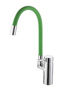 Смеситель для кухни с силиконовым изливом  D157315-5,  зелёный и  хром