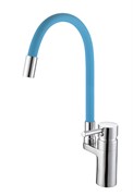 Смеситель для кухни с силиконовым изливом  D157315-6,  синий и  хром