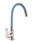 Смеситель для кухни с силиконовым изливом  D155318-6,  синий и  хром