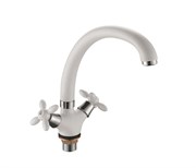Смеситель для кухни с  поворотным изливом  D153808-C,  белый, матовый