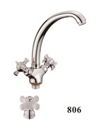 Смеситель для кухни  с поворотным изливом, керамическая ручка D156806,  хром