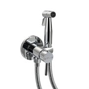 Смеситель с гигиеническим душем, встраеваемый , из нержавеющей стали , круглый корпус , цвет САТИН .