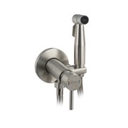 Смеситель с гигиенической лейкой встраеваемый, из нержавеющей стали, круглый корпус, цвет ЧЕРНЫЙ.