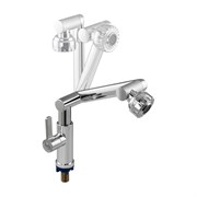 Кран на одну воду, гибкий излив с двухрежимным аэратором, металлокерамика, белого цвета, из высокопрочного пластика АБС