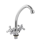 Кран на одну воду, вентильный, круглая ручка, цвет ХРОМ.