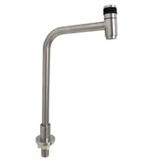 Кран на одну воду тонкий , высокий излив , ручка перекрытия воды на изливе , из нержавеющей стали марка 304