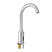 Смеситель сенсорный для раковины, высокий С-образный излив, латунный корпус, цвет ХРОМ.