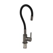 Смеситель для кухни, гибкий ЧЁРНЫЙ излив, из нержавеющей стали марки SUS 304, цвет корпуса ГРАФИТ.