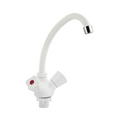 Смеситель кухонный на гайке металлокерамика из высокопрочного пластика АБС - БЕЛЫЙ