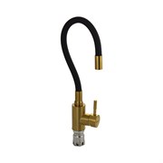 Смеситель для кухни, с гибким изливом черного цвета, корпус из нержавеющей стали, цвет МАТОВОЕ ЗОЛОТО