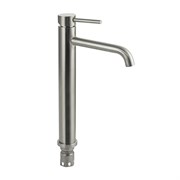 Смеситель на раковину ВЫСОКИЙ, матовый литой корпус, изогнутый излив, из нержавеющей стали марки 304