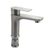 Смеситель для раковины, литой корпус, из нержавеющей стали марки SUS 304, цвет САТИН.