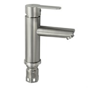 Смеситель для раковины, литой корпус, прямой излив, из нержавеющей стали марки SUS 304, цвет САТИН.