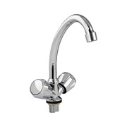 Смеситель для кухни, вентильный, круглые ручки, цвет ХРОМ.