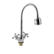 Смеситель для кухни, с гибким изливом, м/к, с большим двухрежимным аэратором, цвет ХРОМ.