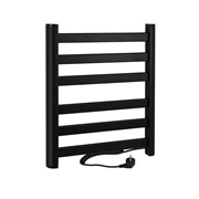 Полотенцесушитель электрический, ЛЕСЕНКА, 500 х 600 х 100 мм, 6 плоских перекладин, 135 W, из алюминия, цвет ЧЕРНЫЙ.