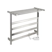 Полотенцесушитель электрический, 510 х 575 х 220 мм, лесенка на 4 перекладины с полкой, 75 W, из нержавеющей стали, сенсорное управление с таймером до 24 часов, цвет САТИН.