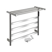 Полотенцесушитель электрический, 510 х 575 х 220 мм, лесенка на 4 перекладины с полкой, 75 W, из нержавеющей стали, сенсорное управление с таймером до 24 часов, цвет ХРОМ.