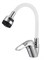 Смеситель для кухни с гибким силиконовым изливом D150628-3T,  белый и  хром - фото 32748