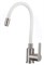 Смеситель для кухни с гибким силиконовым изливом H155316-3,  белый и  сатин - фото 32754